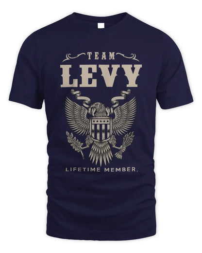 LEVY TP06-K82 – Personalized Classic Style Apparel “Team NAME Lifetime Member” - Unisex Standard T-Shirt - Navy