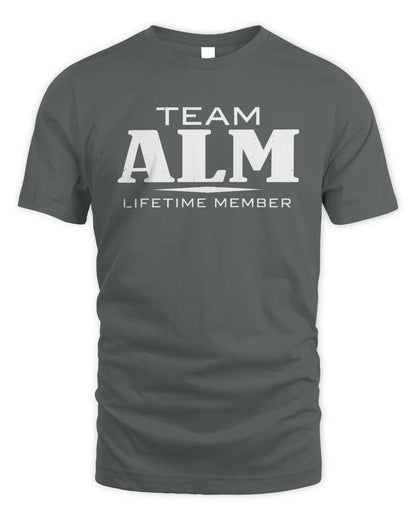 ALM BL62-K4-128 - Personalized “Team NAME Lifetime Member” - Unisex Standard T-Shirt - Charcoal