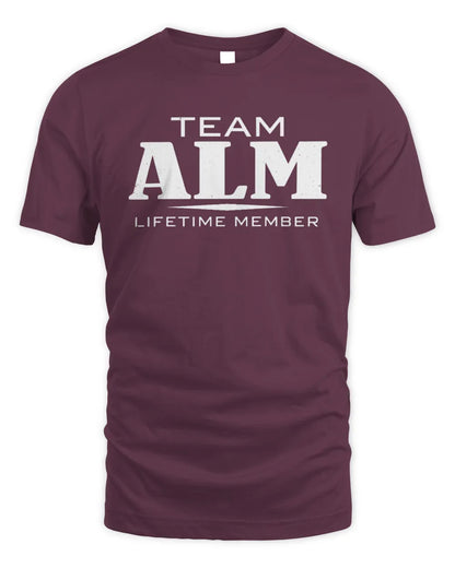 ALM BL62-K4-128 - Personalized “Team NAME Lifetime Member” - Unisex Standard T-Shirt - Maroon