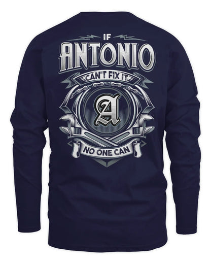 ANTONIO AP81-K4-626 - Personalized Ahmed Quote Apparel “If Ahmed Can't Fix It, No One Can” - Men's Long Sleeved T-Shirt - Navy