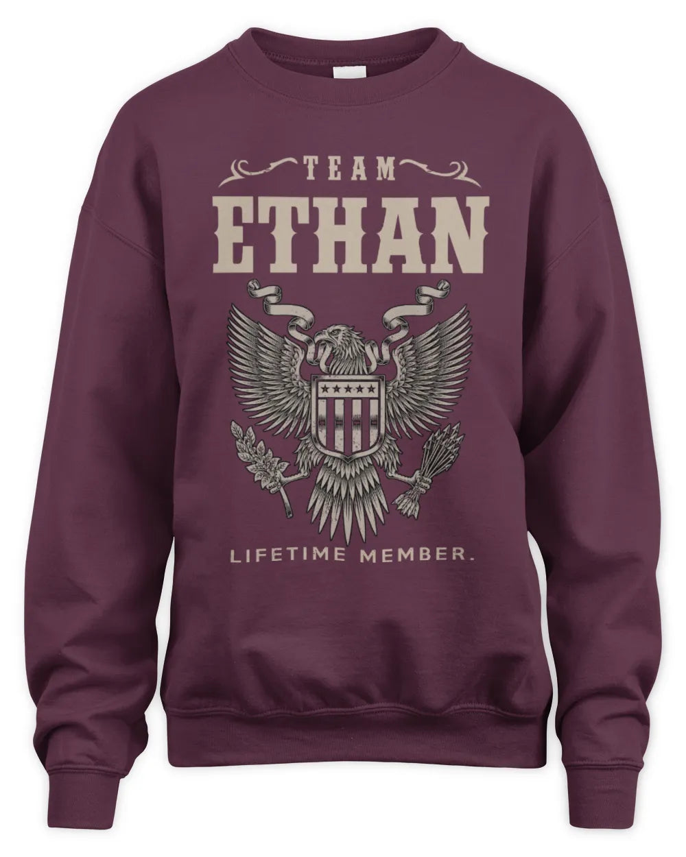 ETHAN TP06-K82 – Personalized Classic Style Apparel “Team NAME Lifetime Member” - Unisex Sweatshirt - Maroon