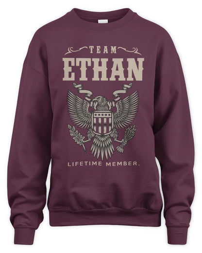 ETHAN TP06-K82 – Personalized Classic Style Apparel “Team NAME Lifetime Member” - Unisex Sweatshirt - Maroon
