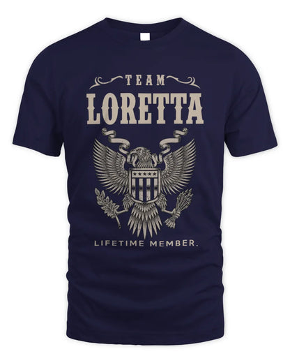 LORETTA TP06-K82 – Personalized Classic Style Apparel “Team NAME Lifetime Member” - Unisex Standard T-Shirt - Navy
