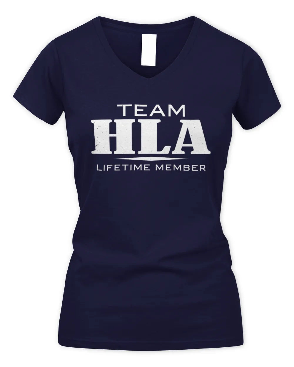 HLA BL62-K4-128 - Personalized “Team NAME Lifetime Member” - Women's V-Neck T-Shirt - Navy