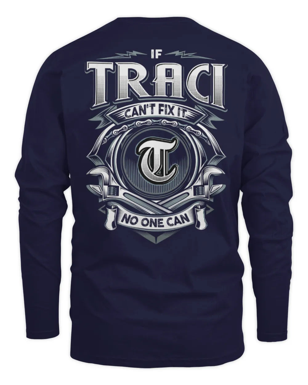 TRACI AP81-K4-626 - Personalized Ahmed Quote Apparel “If Ahmed Can't Fix It, No One Can” - Men's Long Sleeved T-Shirt - Navy