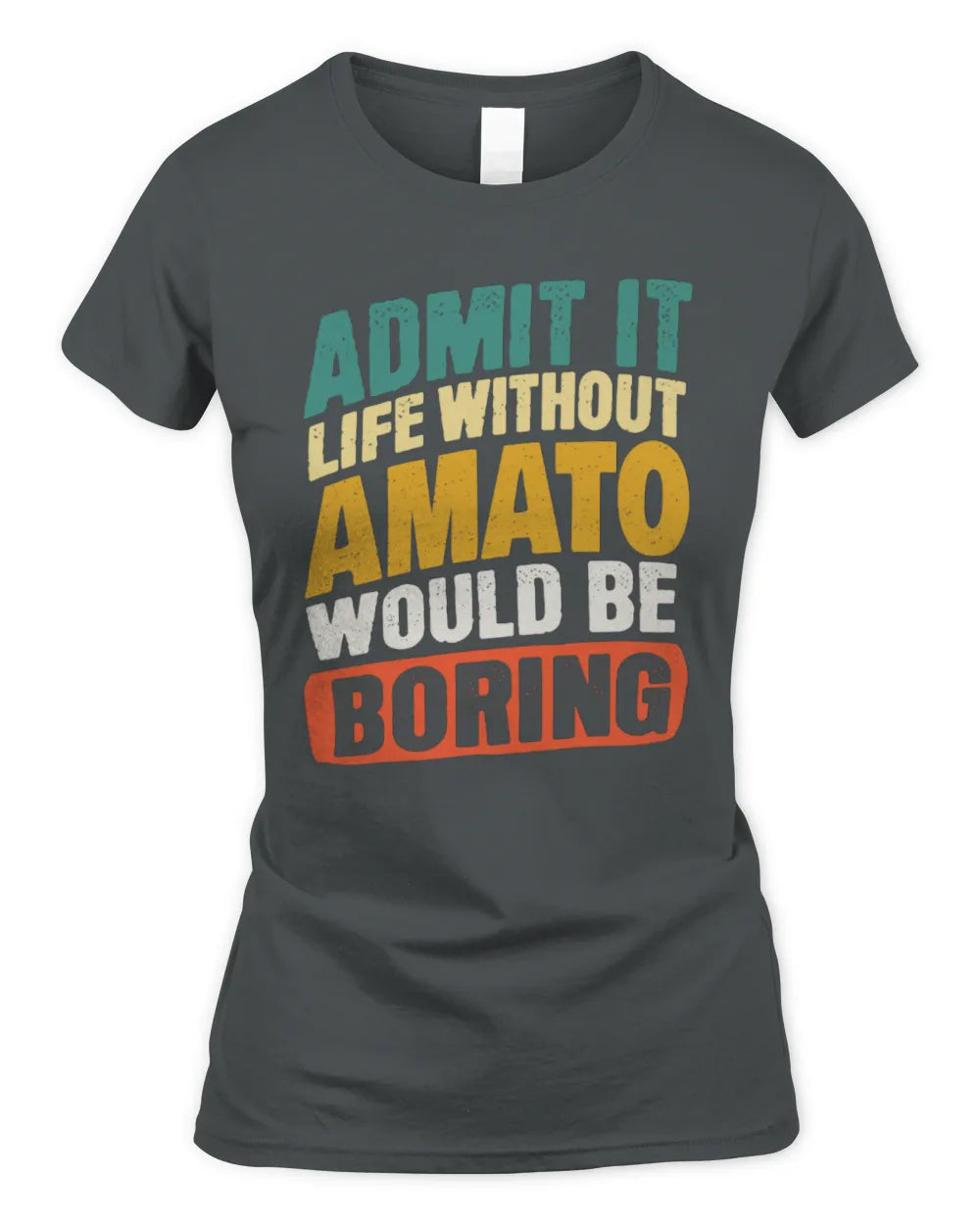 AMATO TP88-K4-229
Personalized Funny Quote Apparel “Life Without NAME Would Be Boring” - Women's Standard T-Shirt - Charcoal