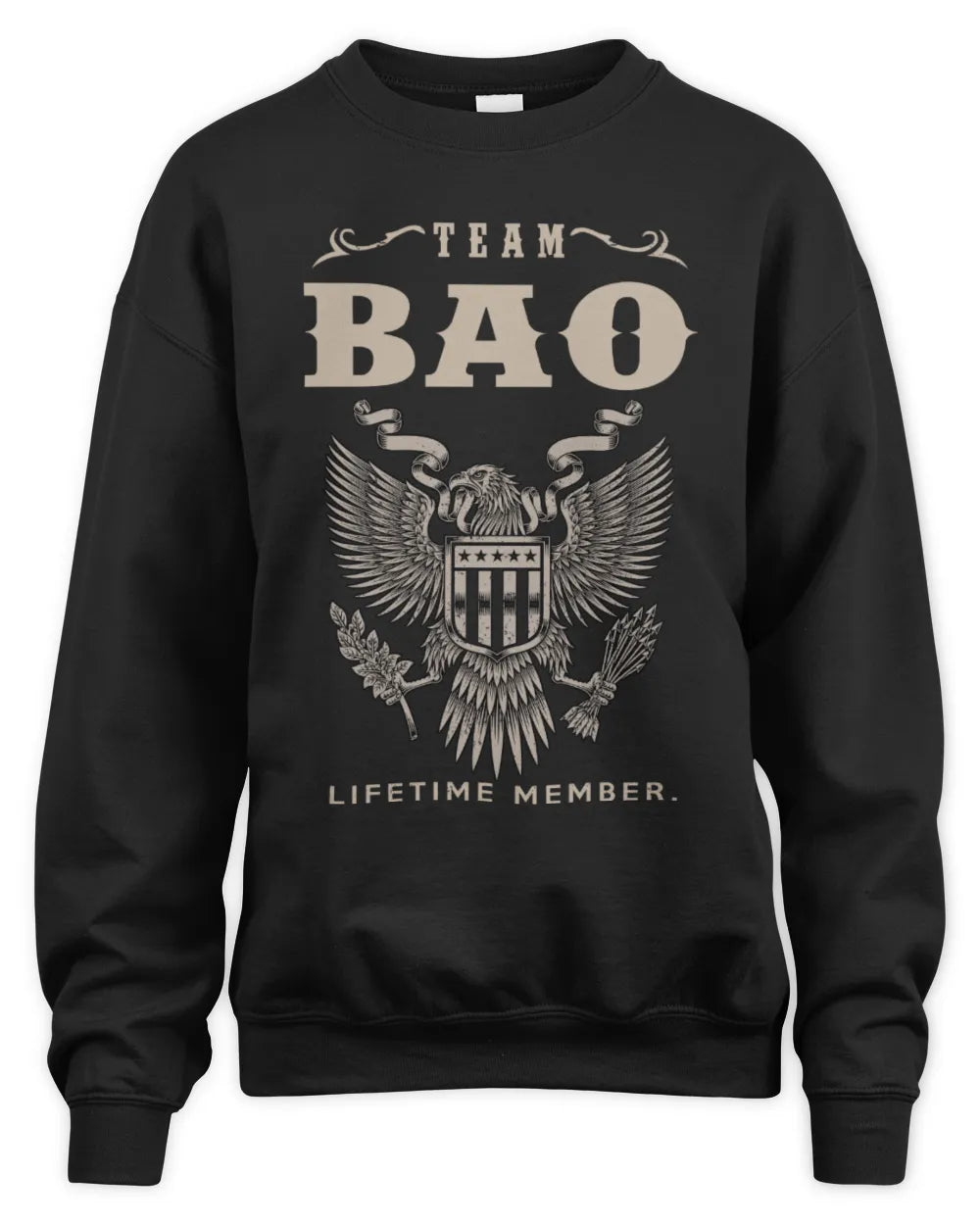 BAO TP06-K82 – Personalized Classic Style Apparel “Team NAME Lifetime Member” - Unisex Sweatshirt - Black