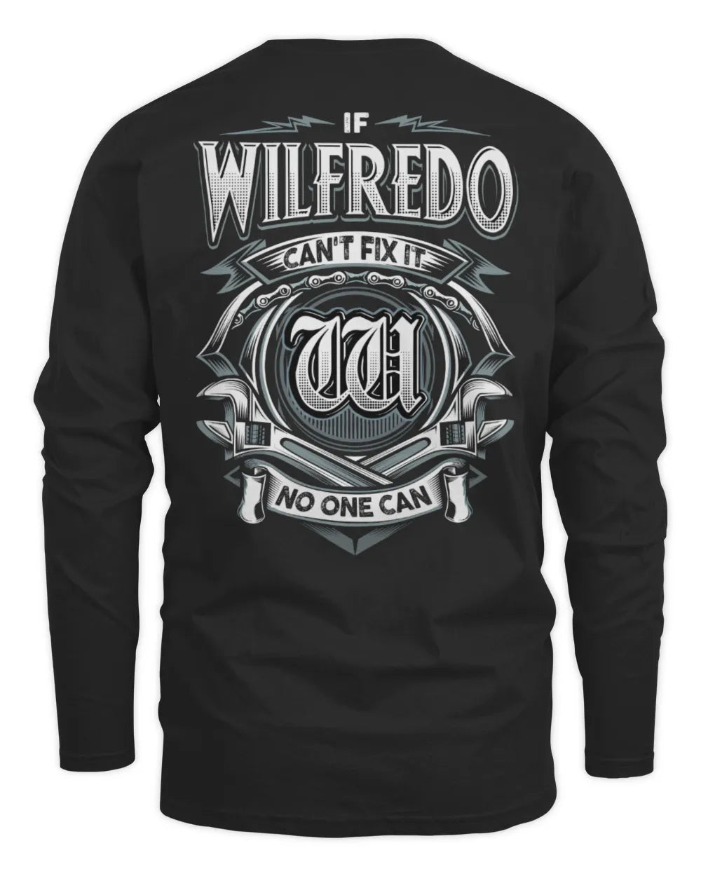 WILFREDO AP81-K4-626 - Personalized Ahmed Quote Apparel “If Ahmed Can't Fix It, No One Can” - Men's Long Sleeved T-Shirt - Black
