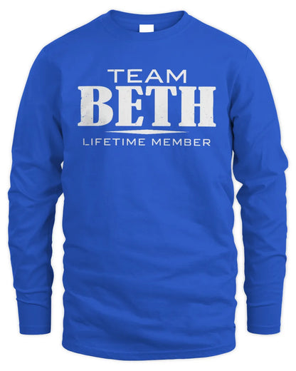 BETH BL62-K4-128 - Personalized “Team NAME Lifetime Member” - Men's Long Sleeved T-Shirt - Royal
