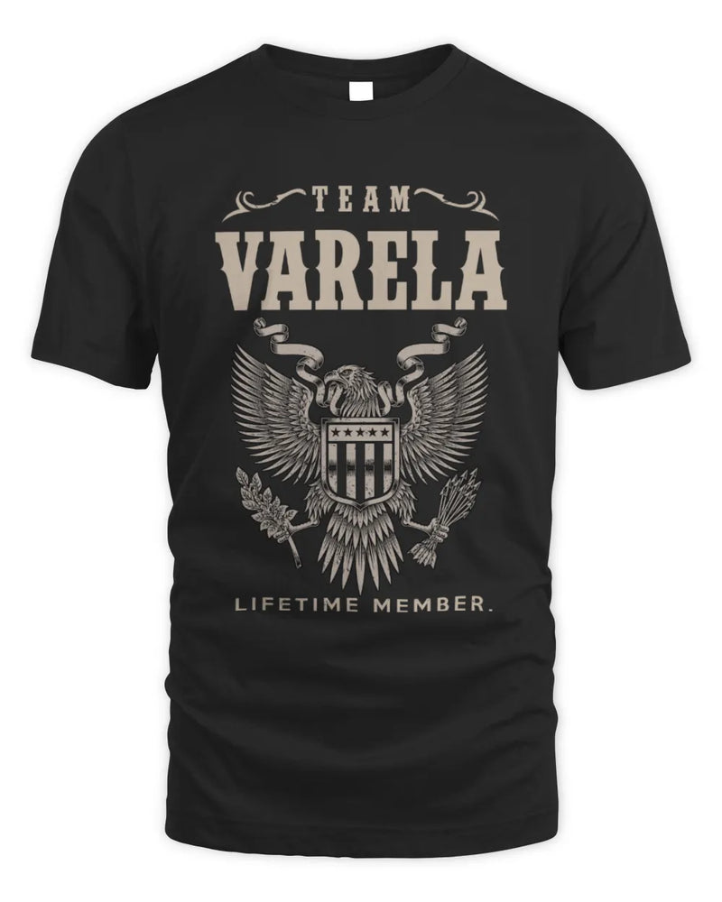 VARELA TP06-K82 – Personalized Classic Style Apparel “Team NAME Lifetime Member” - Unisex Standard T-Shirt - Black