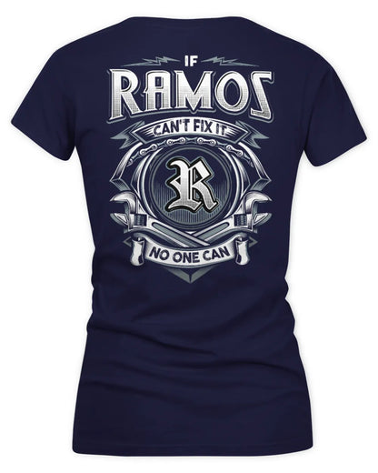 RAMOS AP81-K4-626 - Personalized Ahmed Quote Apparel “If Ahmed Can't Fix It, No One Can” - Women's V-Neck T-Shirt - Navy