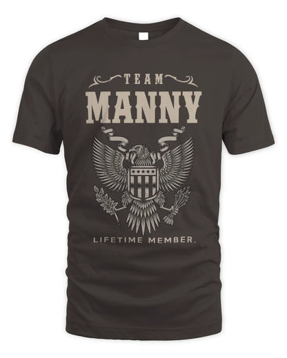 MANNY TP06-K82 – Personalized Classic Style Apparel “Team NAME Lifetime Member” - Unisex Standard T-Shirt - Dark Chocolate