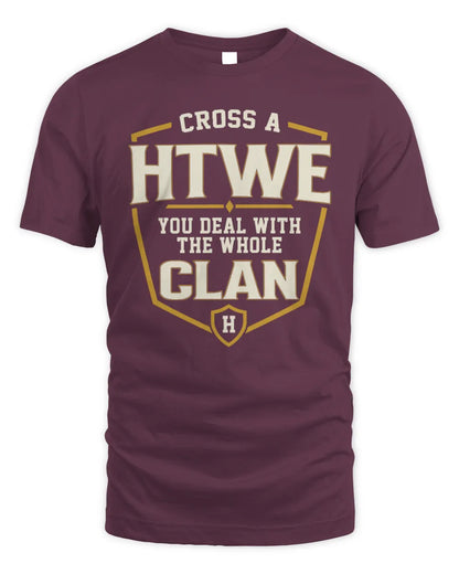 HTWE NT1-K008 Cross A/An NAME, You Deal With the Whole Clan | Personalized Vintage T-Shirt - Unisex Standard T-Shirt - Maroon
