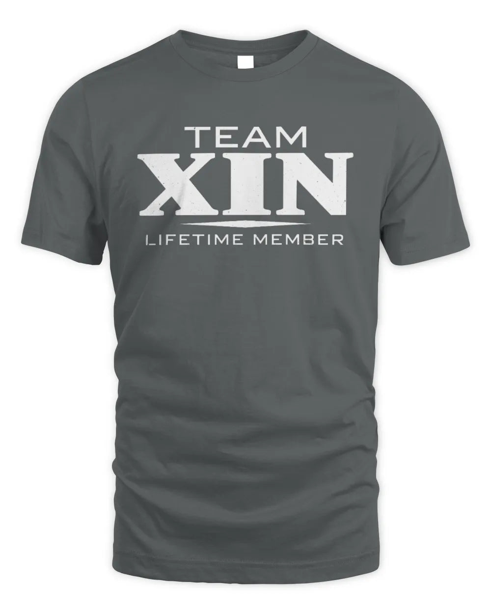 XIN BL62-K4-128 - Personalized “Team NAME Lifetime Member” - Unisex Standard T-Shirt - Charcoal