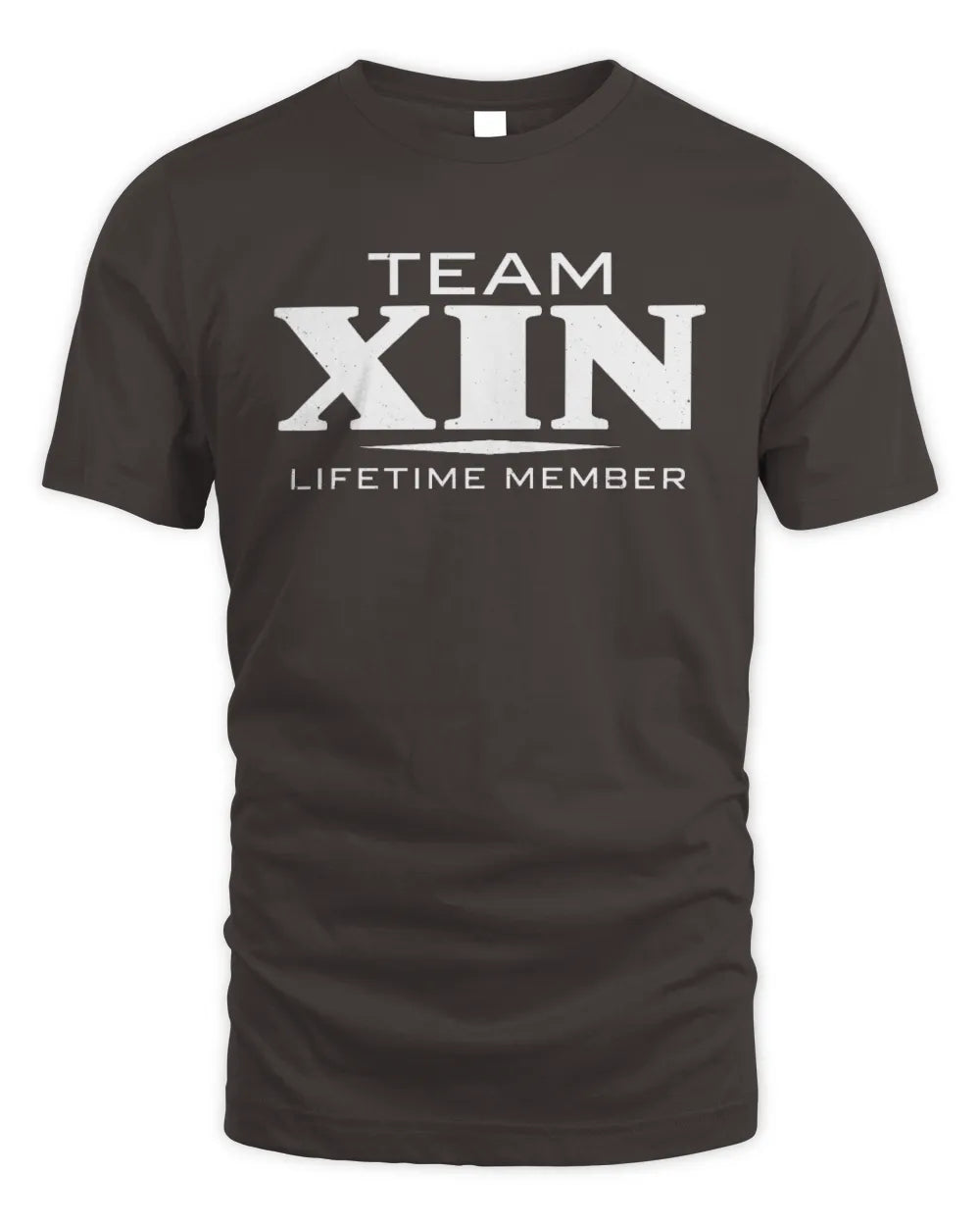 XIN BL62-K4-128 - Personalized “Team NAME Lifetime Member” - Unisex Standard T-Shirt - Dark Chocolate
