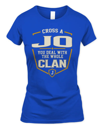 JO NT1-K008 Cross A/An NAME, You Deal With the Whole Clan | Personalized Vintage T-Shirt - Women's Standard T-Shirt - Royal