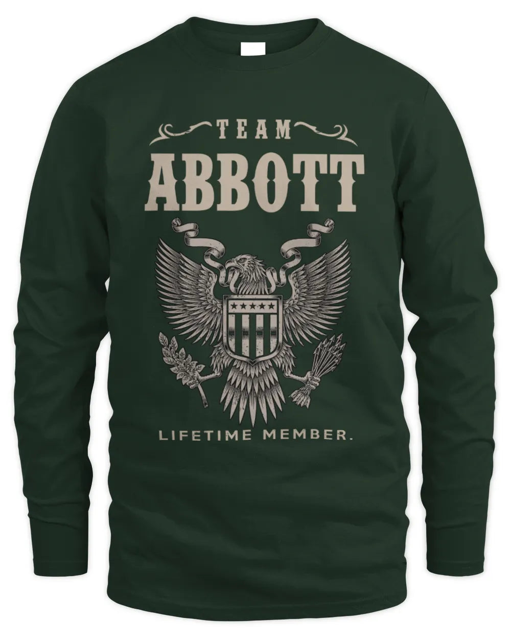 ABBOTT TP06-K82 – Personalized Classic Style Apparel “Team NAME Lifetime Member” - Men's Long Sleeved T-Shirt - Forest Green