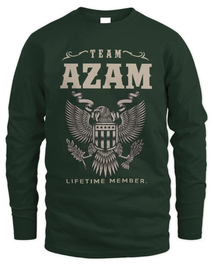 AZAM TP06-K82 – Personalized Classic Style Apparel “Team NAME Lifetime Member” - Men's Long Sleeved T-Shirt - Forest Green