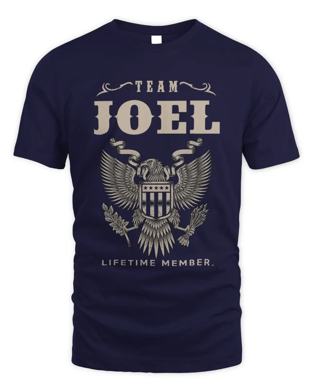 JOEL TP06-K82 – Personalized Classic Style Apparel “Team NAME Lifetime Member” - Unisex Standard T-Shirt - Navy
