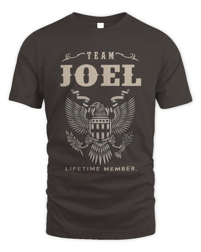 JOEL TP06-K82 – Personalized Classic Style Apparel “Team NAME Lifetime Member” - Unisex Standard T-Shirt - Dark Chocolate