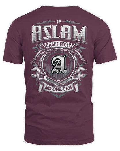 ASLAM AP81-K4-626 - Personalized Ahmed Quote Apparel “If Ahmed Can't Fix It, No One Can” - Unisex Standard T-Shirt - Maroon