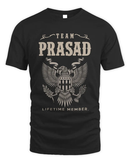 PRASAD TP06-K82 – Personalized Classic Style Apparel “Team NAME Lifetime Member” - Unisex Standard T-Shirt - Black