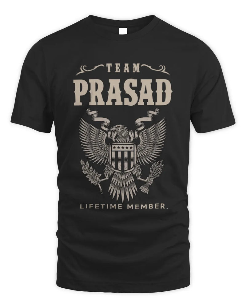 PRASAD TP06-K82 – Personalized Classic Style Apparel “Team NAME Lifetime Member” - Unisex Standard T-Shirt - Black