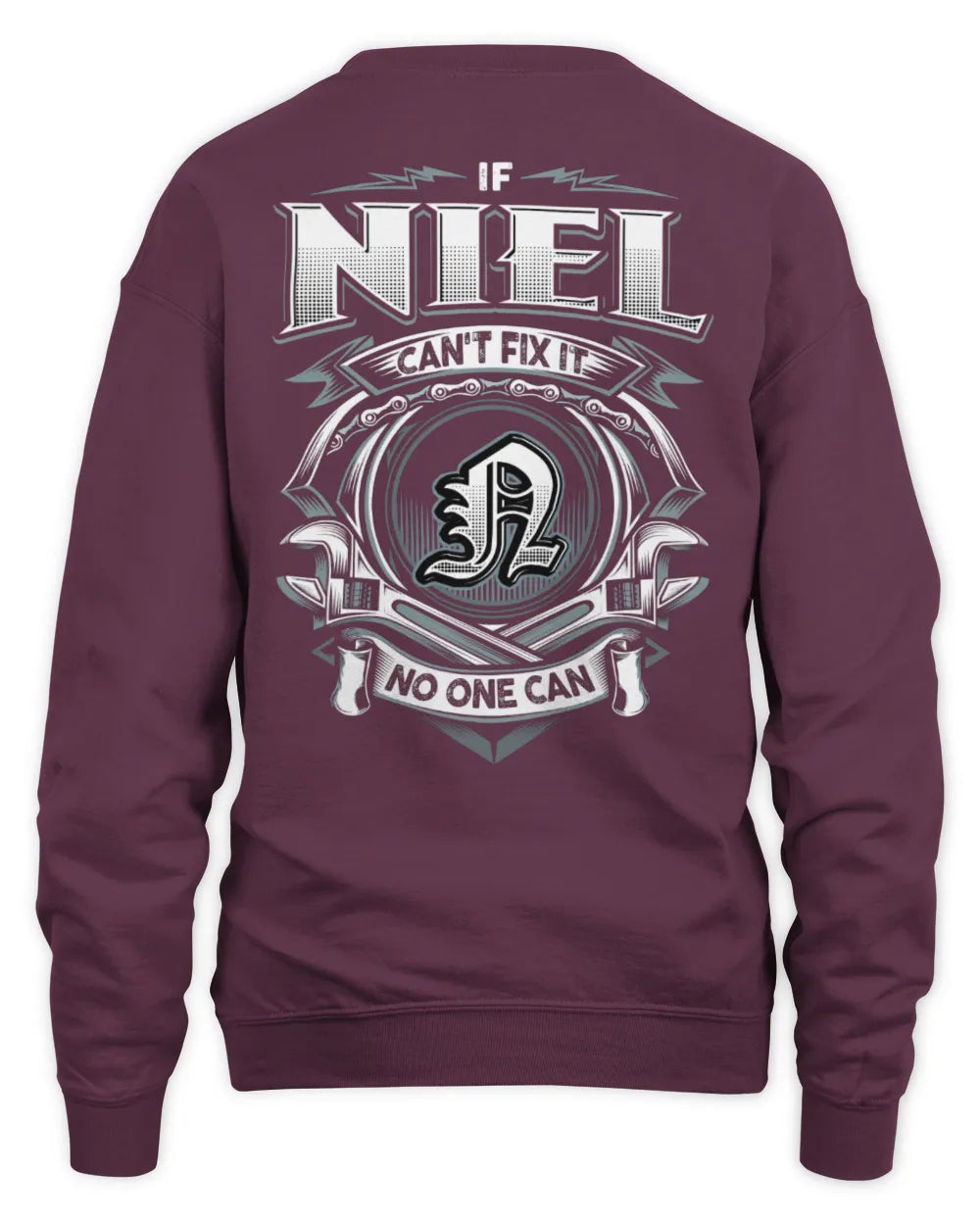 NIEL AP81-K4-626 - Personalized Ahmed Quote Apparel “If Ahmed Can't Fix It, No One Can” - Unisex Sweatshirt - Maroon