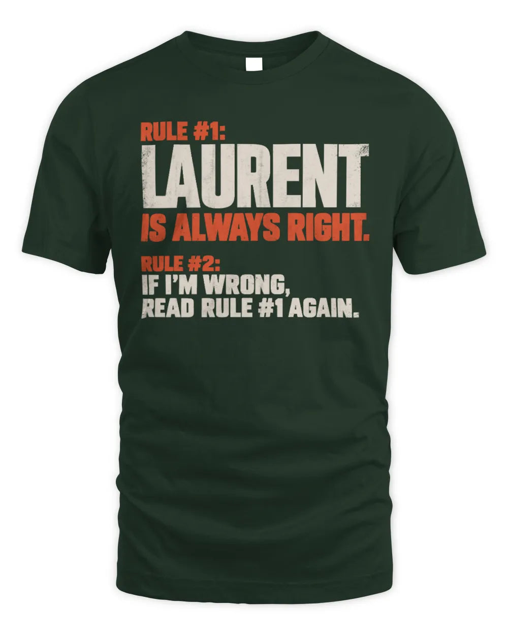 LAURENT NP1-H006 
Always Right Personalized Name T-Shirt – Funny Custom Name Shirt - Unisex Standard T-Shirt - Forest Green