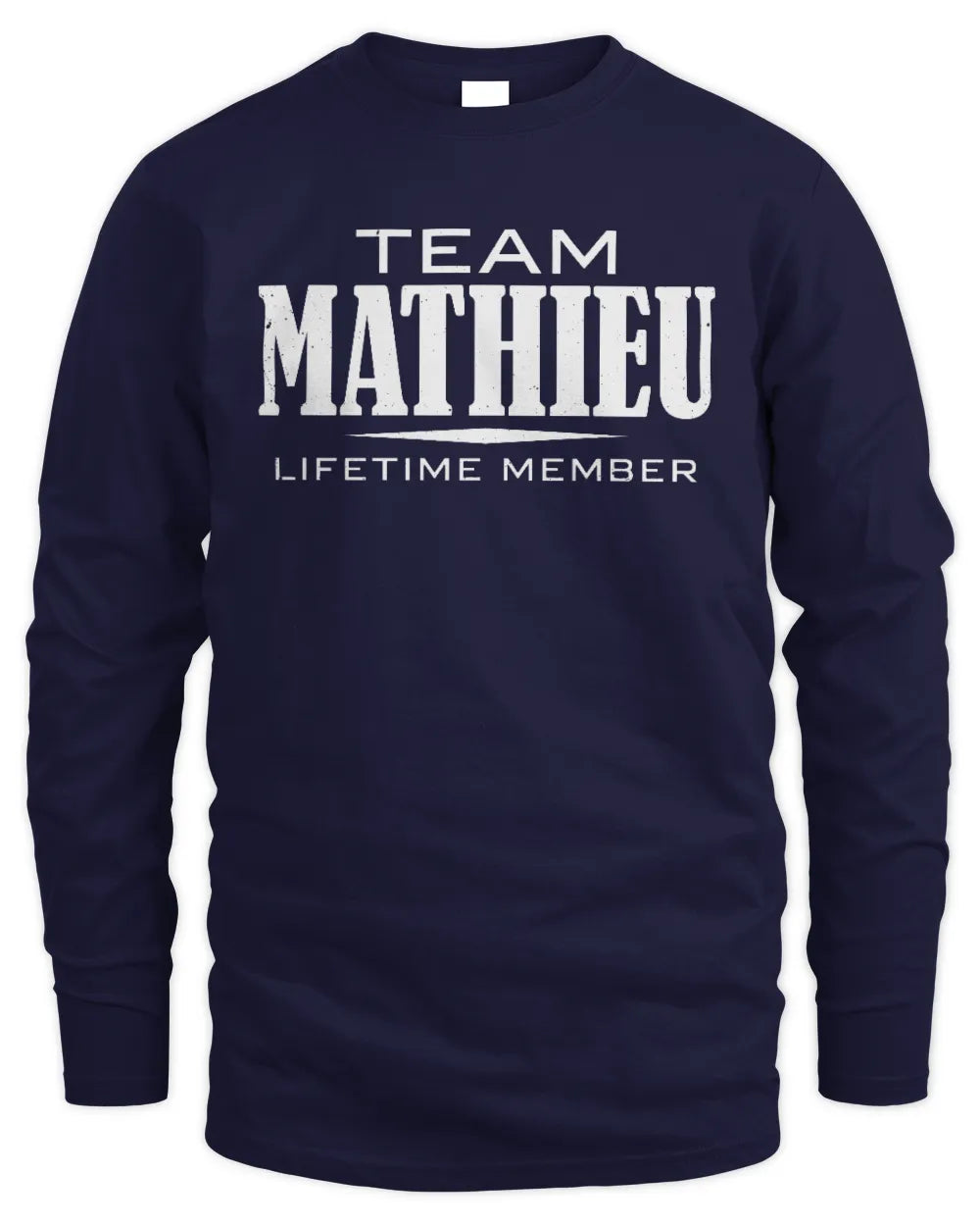 MATHIEU BL62-K4-128 - Personalized “Team AARON Lifetime Member” - Men's Long Sleeved T-Shirt - Navy