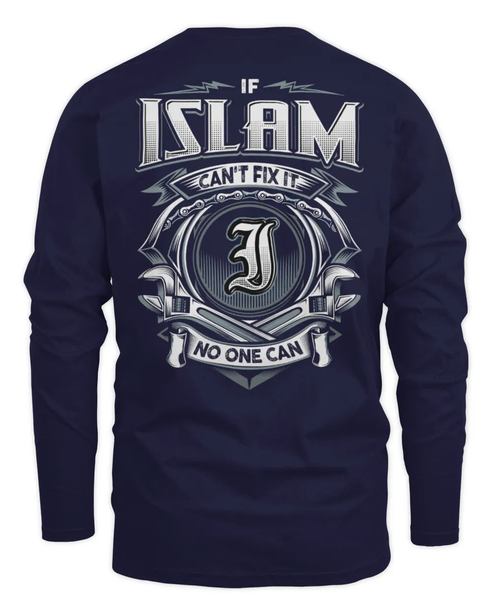 ISLAM AP81-K4-626 - Personalized Ahmed Quote Apparel “If Ahmed Can't Fix It, No One Can” - Men's Long Sleeved T-Shirt - Navy