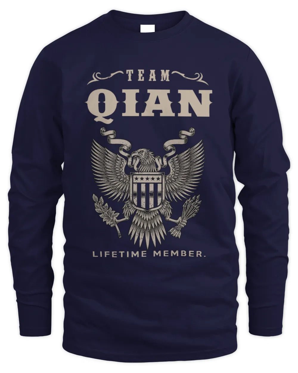 QIAN TP06-K82 – Personalized Classic Style Apparel “Team NAME Lifetime Member” - Men's Long Sleeved T-Shirt - Navy
