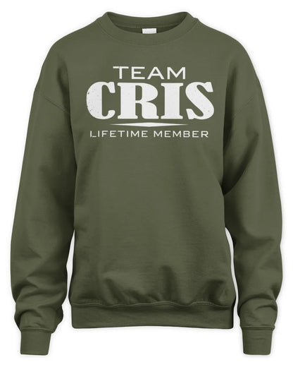 CRIS BL62-K4-128 - Personalized “Team NAME Lifetime Member” - Unisex Sweatshirt - Military Green