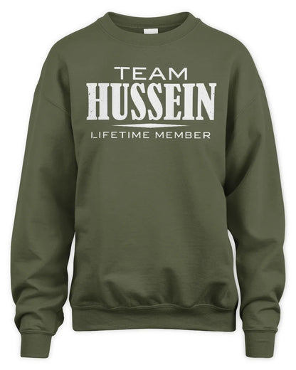 HUSSEIN BL62-K4-128 - Personalized “Team NAME Lifetime Member” - Unisex Sweatshirt - Military Green