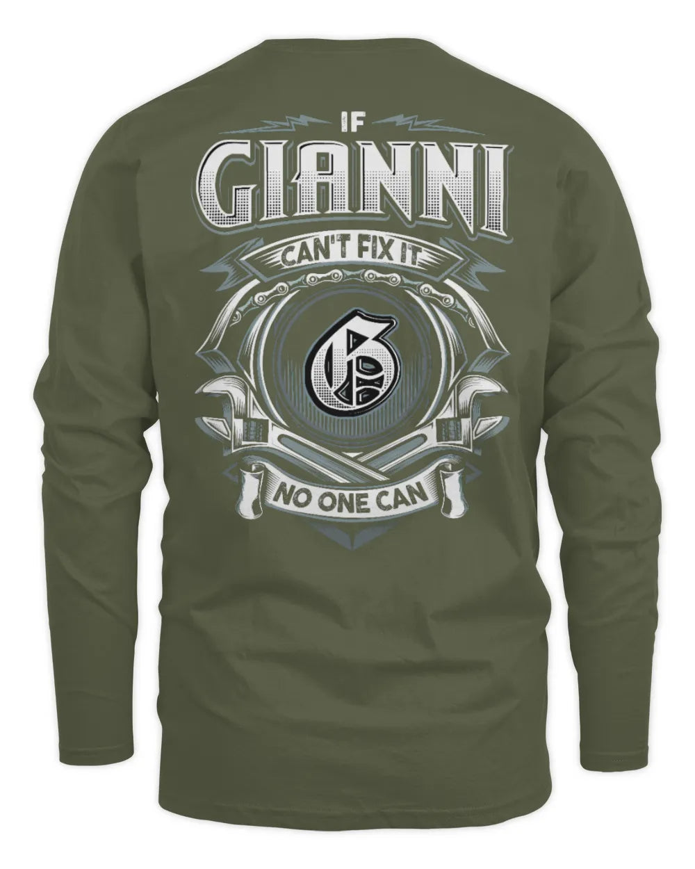 GIANNI AP81-K4-626 - Personalized Ahmed Quote Apparel “If Ahmed Can't Fix It, No One Can” - Men's Long Sleeved T-Shirt - Military Green