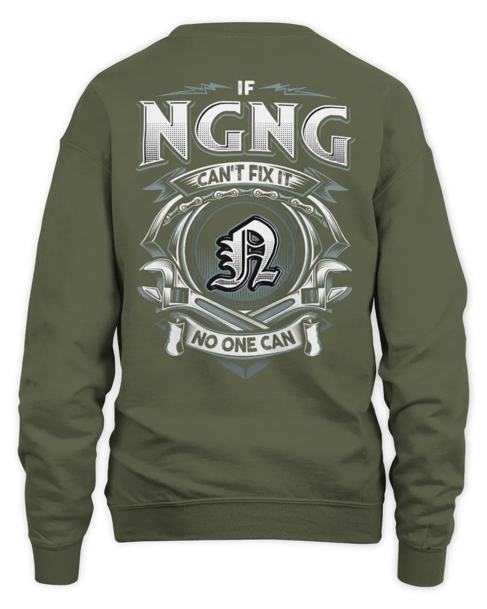 NGNG AP81-K4-626 - Personalized Ahmed Quote Apparel “If Ahmed Can't Fix It, No One Can” - Unisex Sweatshirt - Military Green