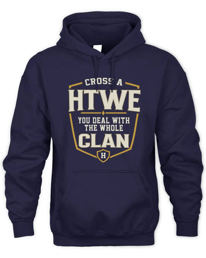 HTWE NT1-K008 Cross A/An NAME, You Deal With the Whole Clan | Personalized Vintage T-Shirt - Unisex Hoodie - Navy