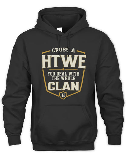 HTWE NT1-K008 Cross A/An NAME, You Deal With the Whole Clan | Personalized Vintage T-Shirt - Unisex Hoodie - Black