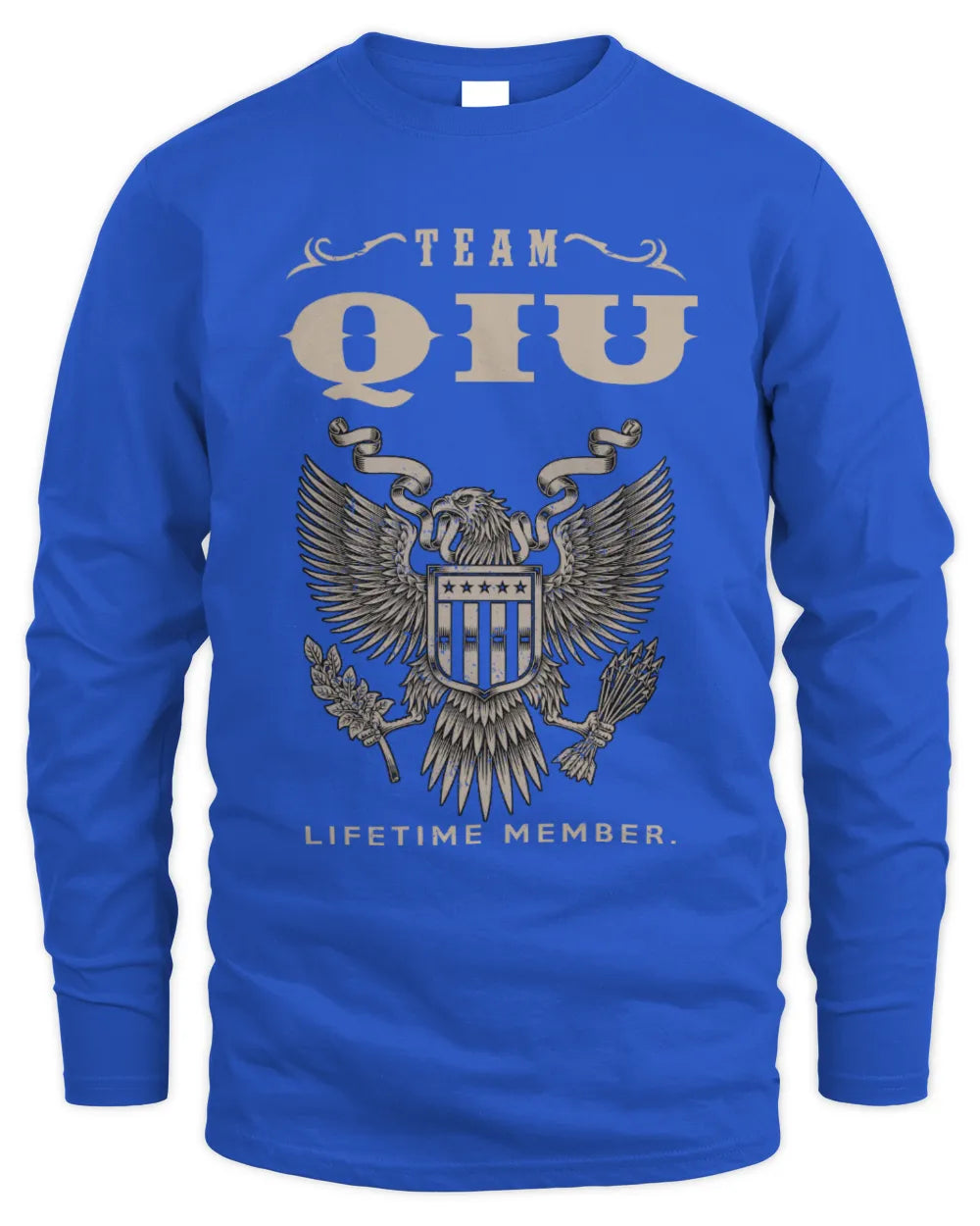 QIU TP06-K82 – Personalized Classic Style Apparel “Team NAME Lifetime Member” - Men's Long Sleeved T-Shirt - Royal