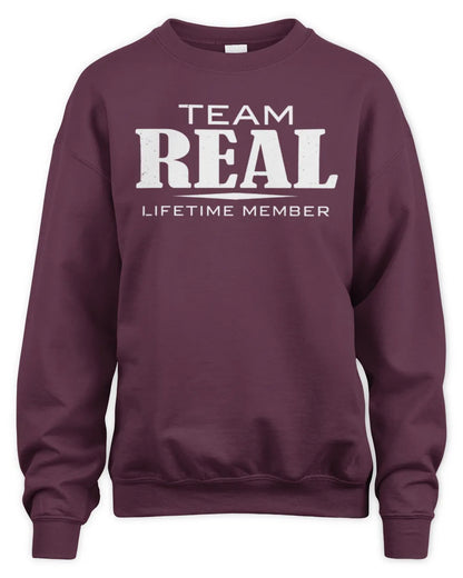 REAL BL62-K4-128 - Personalized “Team NAME Lifetime Member” - Unisex Sweatshirt - Maroon