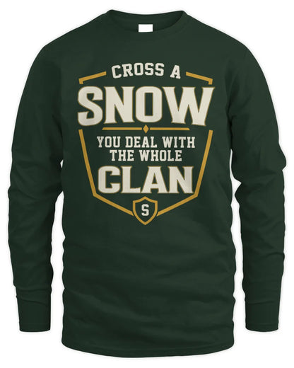 SNOW NT1-K008 Cross A/An NAME, You Deal With the Whole Clan | Personalized Vintage T-Shirt - Men's Long Sleeved T-Shirt - Forest Green