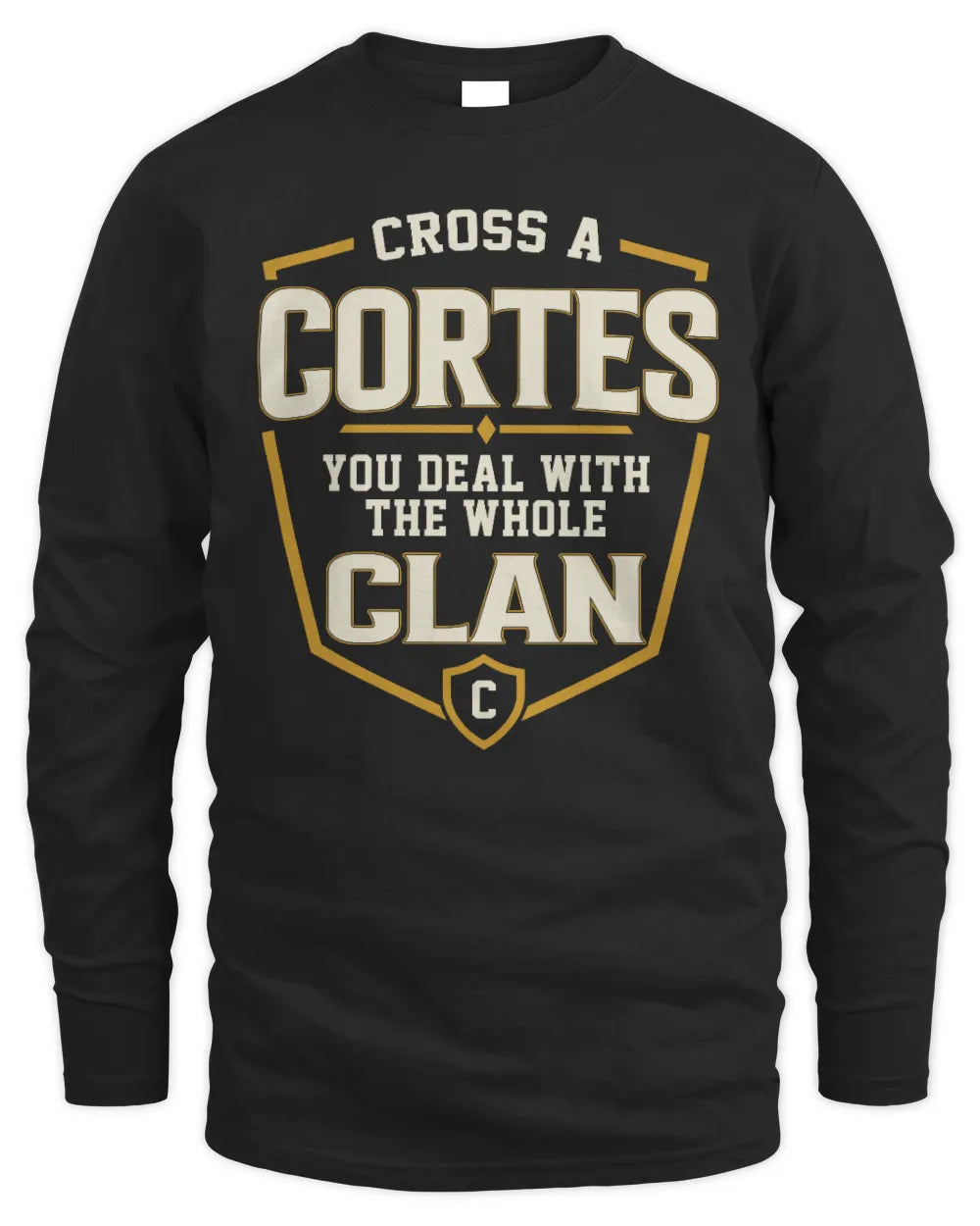 CORTES NT1-K008 Cross A/An NAME, You Deal With the Whole Clan | Personalized Vintage T-Shirt - Men's Long Sleeved T-Shirt - Black