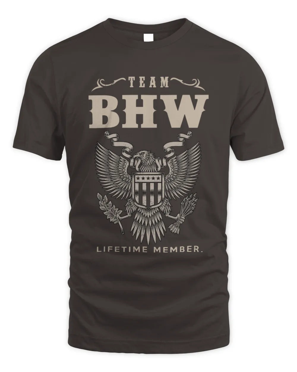 BHW TP06-K82 – Personalized Classic Style Apparel “Team NAME Lifetime Member” - Unisex Standard T-Shirt - Dark Chocolate