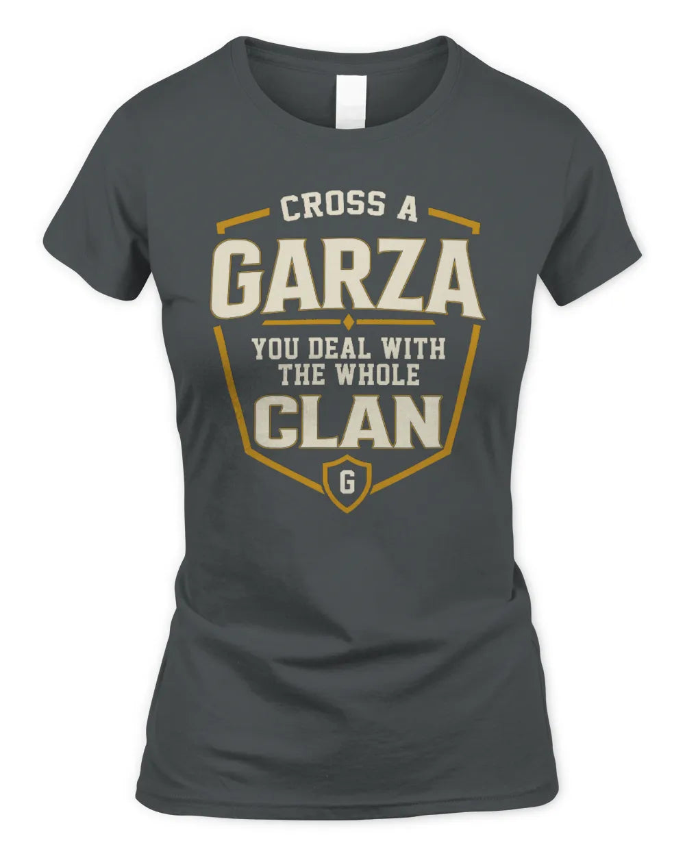 GARZA NT1-K008 Cross A/An NAME, You Deal With the Whole Clan | Personalized Vintage T-Shirt - Women's Standard T-Shirt - Charcoal