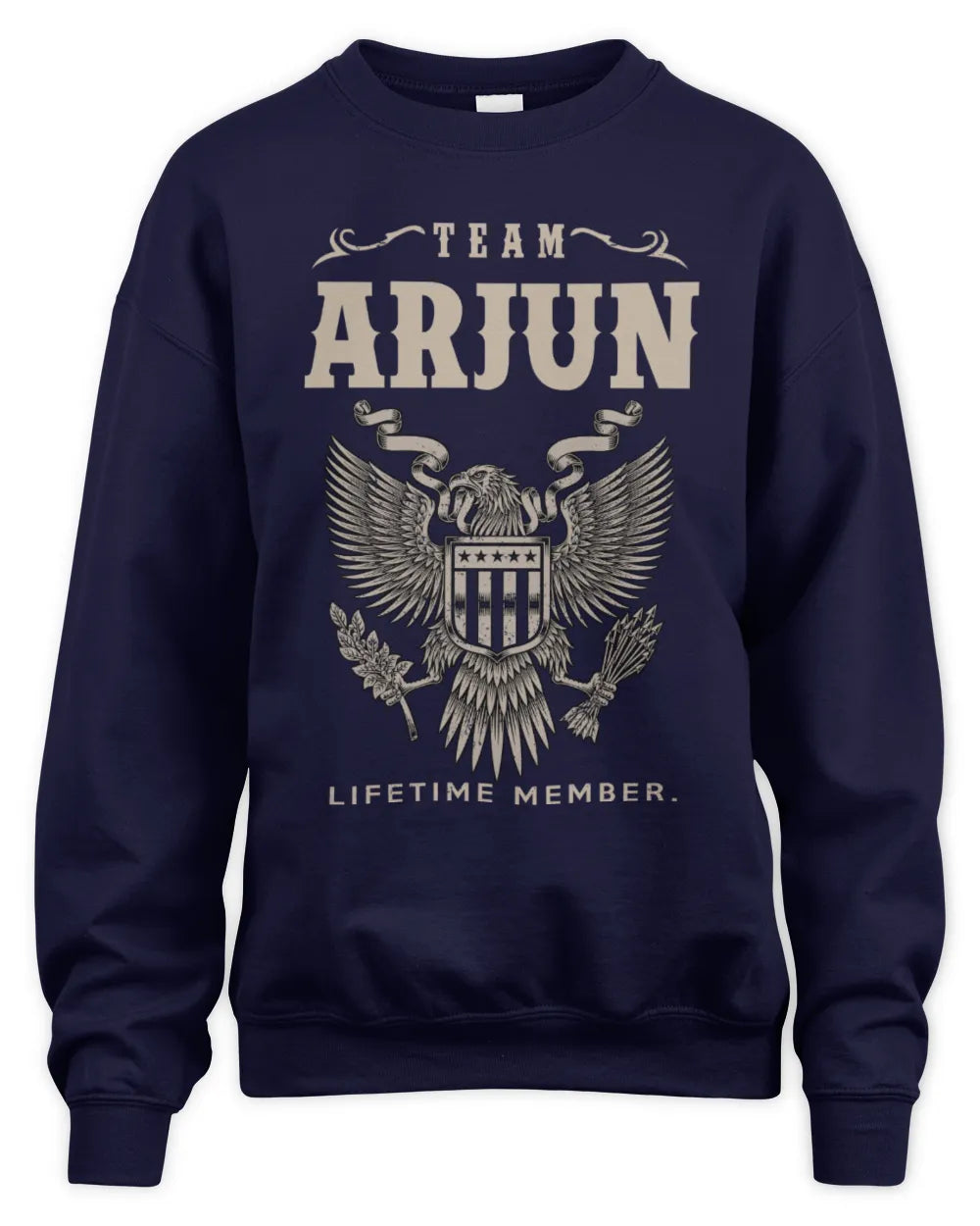 ARJUN TP06-K82 – Personalized Classic Style Apparel “Team NAME Lifetime Member” - Unisex Sweatshirt - Navy