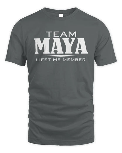 MAYA BL62-K4-128 - Personalized “Team NAME Lifetime Member” - Unisex Standard T-Shirt - Charcoal