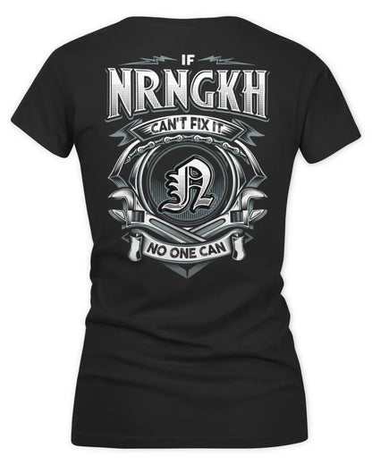 NRNGKH AP81-K4-626 - Personalized Ahmed Quote Apparel “If Ahmed Can't Fix It, No One Can” - Women's V-Neck T-Shirt - Black