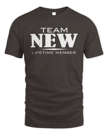 NEW BL62-K4-128 - Personalized “Team NAME Lifetime Member” - Unisex Standard T-Shirt - Dark Chocolate