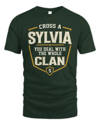 SYLVIA NT1-K008 Cross A/An NAME, You Deal With the Whole Clan | Personalized Vintage T-Shirt - Unisex Standard T-Shirt - Forest Green