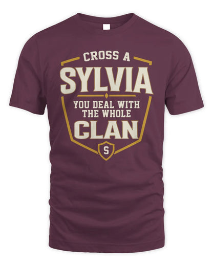 SYLVIA NT1-K008 Cross A/An NAME, You Deal With the Whole Clan | Personalized Vintage T-Shirt - Unisex Standard T-Shirt - Maroon